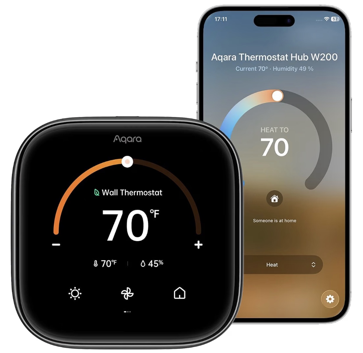 Aqara Smart Thermostat W200 with Apple Adaptive Temperature & Clean Energy Guidance, 4" Touchscreen, Matter Controller, Built-in Radar Sensor, Works with Apple Home, Siri, Google Assistant, Alexa