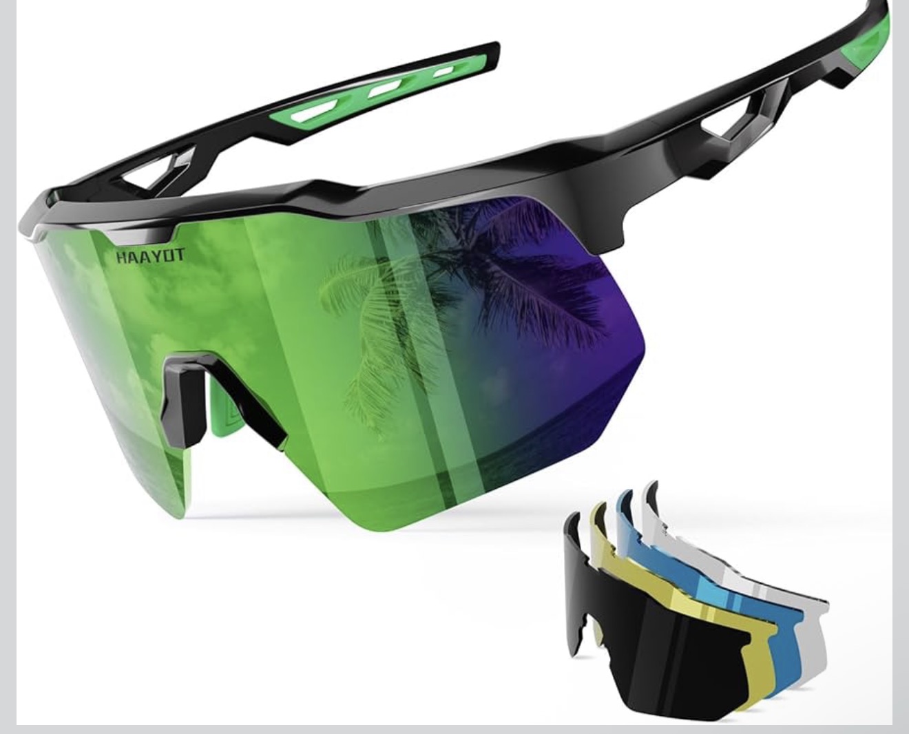 HAAYOT Polarized Sports Sunglasses for Men Women Youth - Baseball, Cycling, Running, Softball, Biking Glasses with 5 Interchangeable Lenses