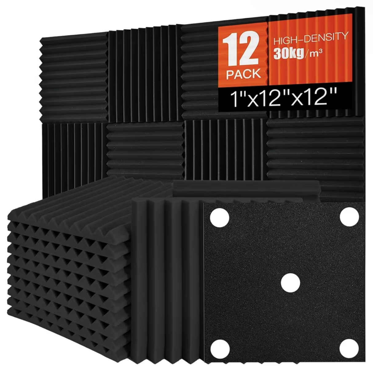 Saiqiang Acoustic Foam Panels Sound Absorbing 12 Pack - 1" X 12" X 12"